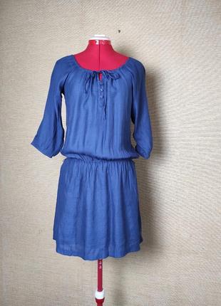 Синее легкое платье платье