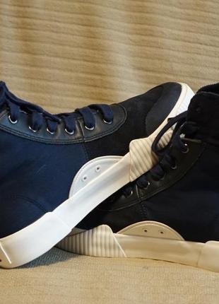 Высокие темно-синие комбинированные хайтопы g-star parta high sneakers 40 р.1 фото