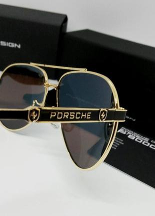 Porsche design окуляри краплі чоловічі сонцезахисні блакитні дзеркальні поляризированные в золоті10 фото