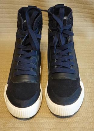 Высокие темно-синие комбинированные хайтопы g-star parta high sneakers 40 р.3 фото