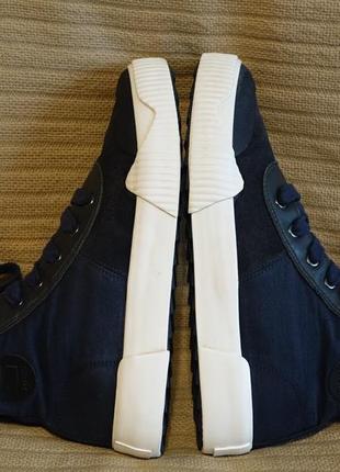 Высокие темно-синие комбинированные хайтопы g-star parta high sneakers 40 р.7 фото
