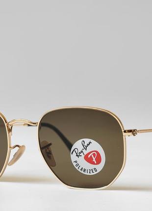 Солнцезащитные очки ray ban hexagonal polirised, 0rb3548n b-15 brown1 фото