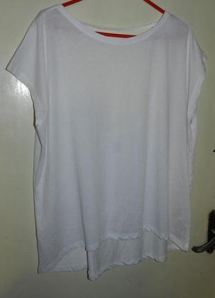Стильная,белая футболка-блузка с удлинённой,открытой спинкой,большого размера,h&m,турция1 фото