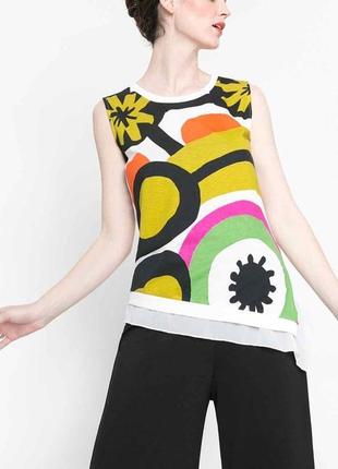 Ассиметричная разноцветная яркая блузка топ майка коллаборация desigual и karl lagerfeld