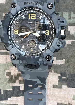 Часы тактические skmel 1155b (4 цвета серый, синий, хаки, яркий камуфляж)