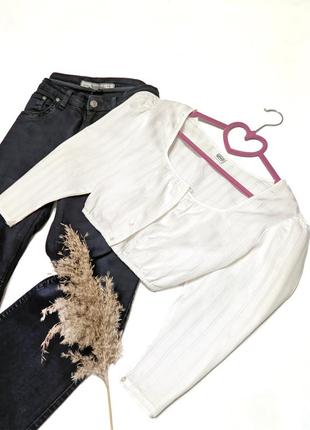 Кроп топ, біла бавовняна жіноча скоротшена сорочка, блуза прошва gössl розмір 46/л/ l
