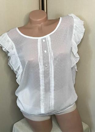 Біла шифонова блуза з фальбанками