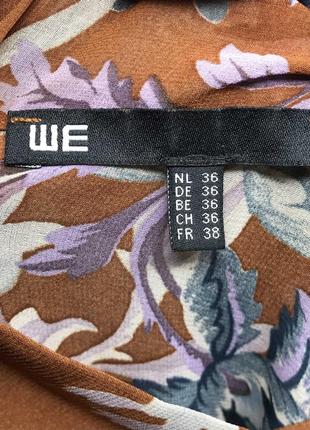 Теракотова квітчаста блузка з бантом wefation5 фото