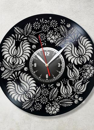Годинник петриківський розпис український сувенір український орнамент вініловий годинник годинник україна розмір 30см2 фото