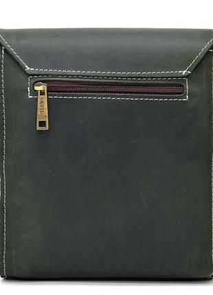 Кожаная сумка через плечо мужская re-3027-3md от tarwa зеленая4 фото
