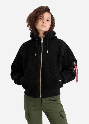 Куртка осенняя женская alpha industries ma-1 os hooded teddy1 фото