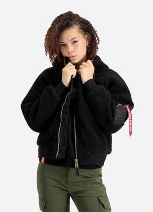 Куртка осенняя женская alpha industries ma-1 os hooded teddy3 фото