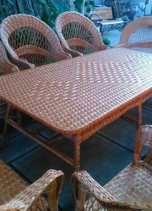 Комплект плетених меблів з лози стіл та дивани3 фото