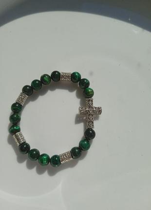 Браслет малахит серебро