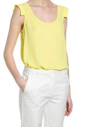 Желтая свободная шифоновая блуза блузка с короткими рукавами1 фото
