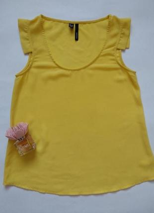 Жовта вільна шифонова блуза блузка з короткими рукавами2 фото