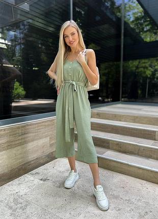 ❤️ стильный летний комбинезон оливковый