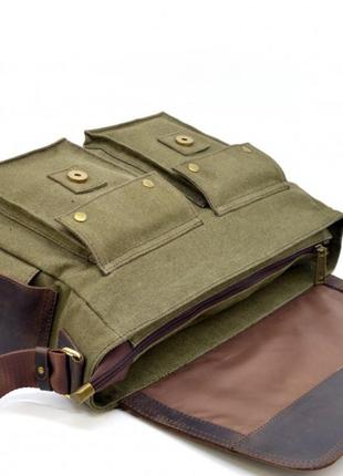 Чоловіча сумка через плече парусина і шкіра rh-6690-4lx бренду tarwa6 фото