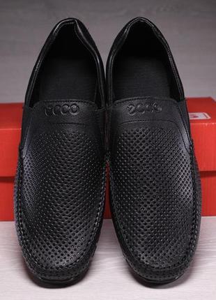 Кожаные мужские мокасины ecco black7 фото