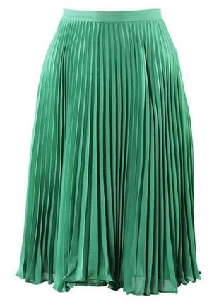 Изумрудная юбка плиссе зелёная юбка миди2 фото