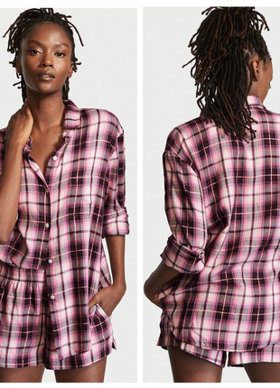 Victorias victorias secret вікторія сікрет піжама, костюм printed flannel long-short sleeve pj