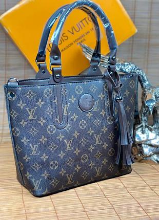 Сумка коричневая женская в стиле louis vuitton сумочка луи витон