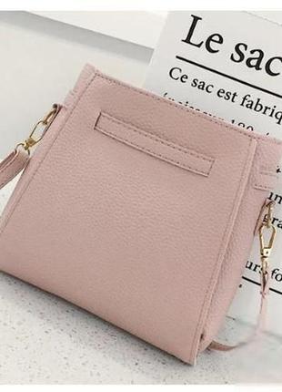 Сумок набір 4 в 1 (сумка, клатч, гаманець, візитниця) рожева на сумці поріз5 фото