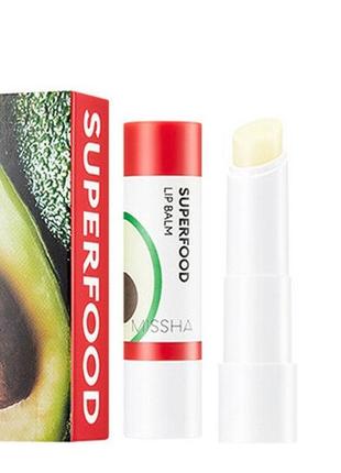 Питательный бальзам для губ missha superfood avocado lip balm