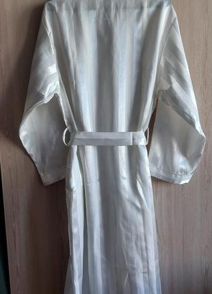 Белый халат в вертикальную полоску donna seta со смесью шелка2 фото