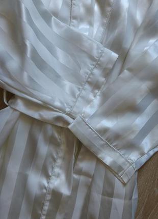 Белый халат в вертикальную полоску donna seta со смесью шелка5 фото