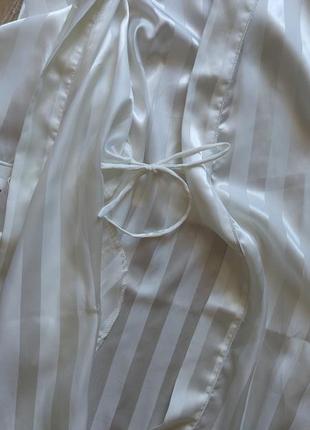 Белый халат в вертикальную полоску donna seta со смесью шелка6 фото
