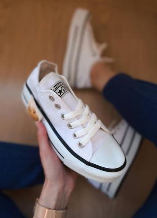 Converse low all star platform трендові білі кеді конверс на високій підошві білі кеди на високій платформі2 фото