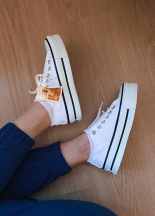 Converse low all star platform трендові білі кеди конверс на високій підошві белые кеды на высокой платформе4 фото