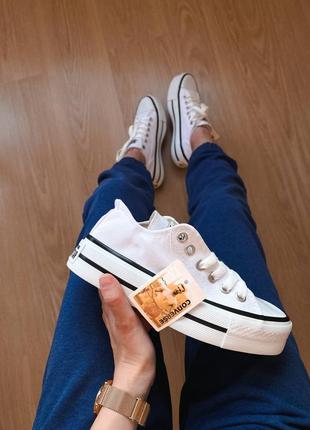 Converse low all star platform трендові білі кеді конверс на високій підошві білі кеди на високій платформі6 фото