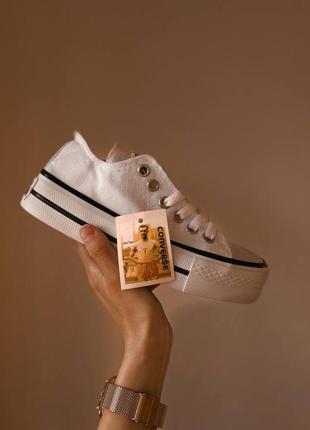 Converse low all star platform трендові білі кеди конверс на високій підошві белые кеды на высокой платформе9 фото