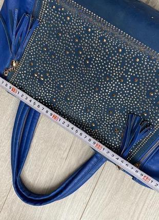 Сумка шоппер/сумка в актуальный синий 💙 цвет9 фото