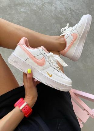 Nike air force 1 mini swoosh peach жіночі кросівки найк аір форс білі