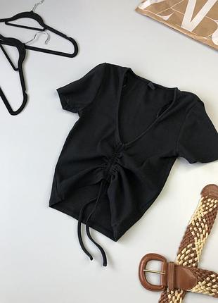 Кроптоп укорочена футболка в рубчик зі шторкою zebra