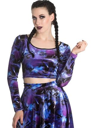 Готичний оксамитовий велюровий космічний топ з черепами spin doctor