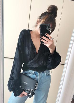 Мега стильна чорна блуза в стилі вінтаж 1228