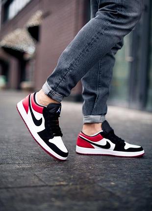 Nike air jordan dunk 1 low “bred чоловічі кросівки найк світ джордан