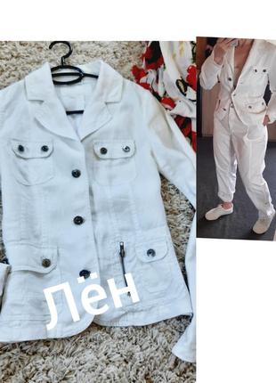 Актуальный белый льняной безподкладочный пиджак, street one,  p. 38