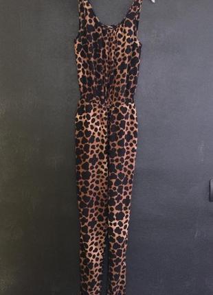 H&m тонкий хлопковый комбинезон , анималистичный принт ( леопард ) с кармашками