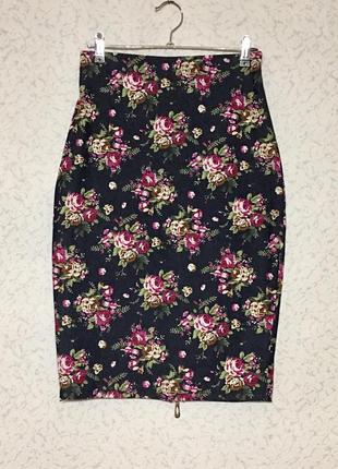 Бавовняна спідниця олівець денім на блискавці