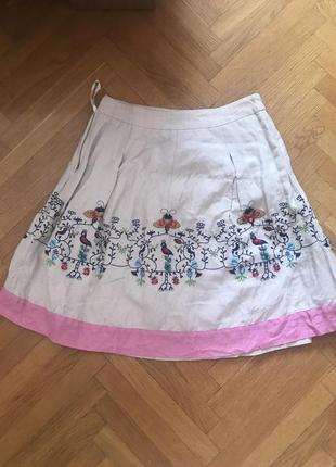 Дуже красива спідниця cacharel оригінал, декор вишивка і камені. бавовна 100%