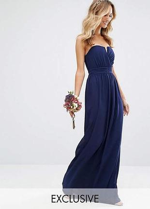 Синє довге плаття з шифону tfnc bandeau maxi bridesmaid плаття , xl