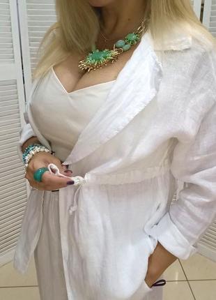 Костюм лен италия люкс коллекция брюки палаццо и пиджак2 фото