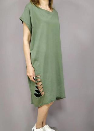 Платье туника с рваными вставками италия4 фото