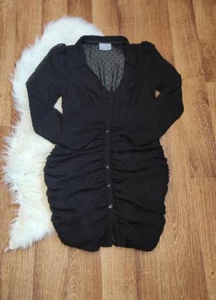 Платье сукня драпірування швейцарський горох s/m