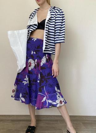 Шёлк +хлопок. летняя лёгкая юбка сиреневая с цветами monsoon6 фото